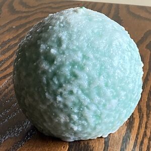 Vintage Unlit Unscented Blue Textured Bumpy Round Ball Snowball Candle 4.5”